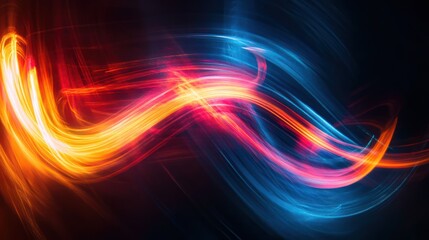 Dynamic interplay of vibrant light streaks in a swirling design.