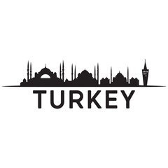 Obraz premium Turkey skyline and landmarks design, vector illustration. Vector black silhouette. with white background
