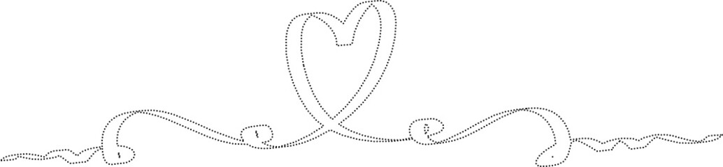 Dotted love heart with ribbon. Decoration design