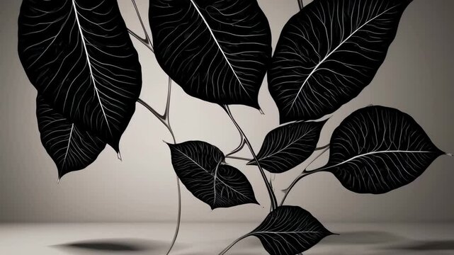 Graceful dance of black leaves: a minimalist exploration of shadow and light