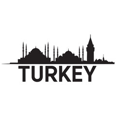 Obraz premium Turkey skyline and landmarks design, vector illustration. Vector black silhouette. with white background