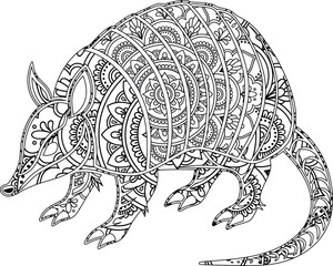 Intricate Mandala Armadillo Adult Coloring Page Design