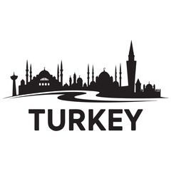 Obraz premium Turkey skyline and landmarks design, vector illustration. Vector black silhouette. with white background
