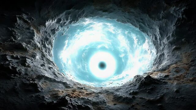 Space Unbroken Action Cosmic Abyss with Ethereal Light Emerging from Dark Void