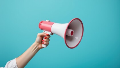 Public speaking event office space image of megaphone minimalist background close-up view communication concept