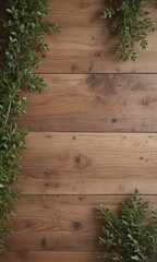 Earthy color palette, wood texture, fresh sprigs,  vintage,  leaf,  garden