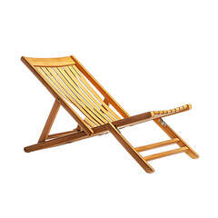 Minimalist Wooden Beach Chair with a Sleek Fold AwA Isolated on Transparent Background