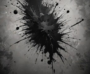 Distressed ink splatters on a textured background,  trendy,  aged,  black