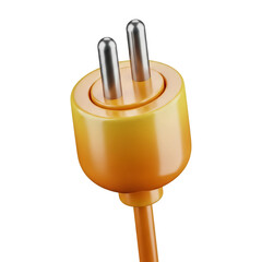 Plug Electrical Connector Plastic Cartoon Icon Orange 3d Rendering
