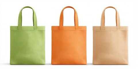 A flat layout of three solid-color bags aligned evenly