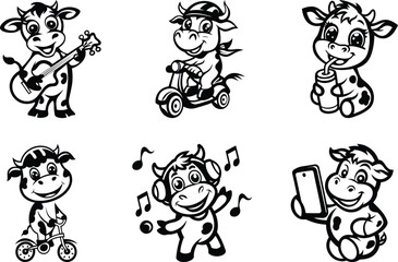 Cute and cartoon style animals vector, Premium quality animals vector illustration design, Stylish cartoon silhouette and line art vector design collection