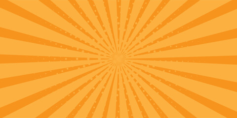 orange abstract background with light of sunburst. orange starburst with halftone. sun ray retro background with flash. vector