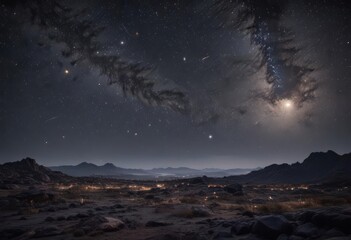 Vast, dark sky ablaze with countless sparkling stars ,  texture,  beauty,  space
