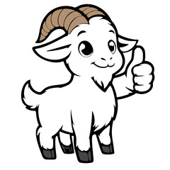 Eid al-Adha icon, mascot or character, goat giving thumbs up, high quality
