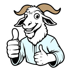 Eid al-Adha icon, mascot or character, goat giving thumbs up, high quality