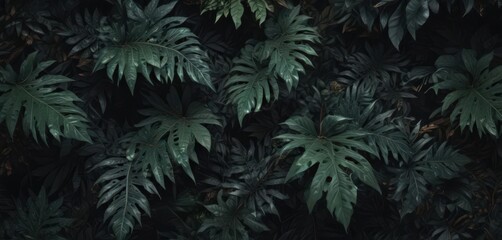 Intricate, dark foliage pattern  Exotic leaves create a lush, mysterious design , wallpaper, complex