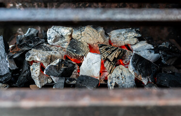Hot Charcoal Embers in Grill