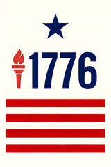 Happy independence day july fourth holiday design Graphic representation of the year 1776 with red stripes design