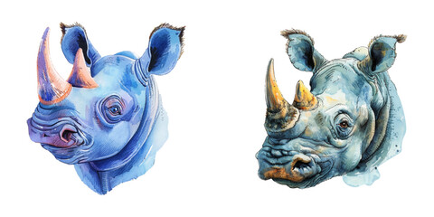 rhinoceros head watercolor vector illustration © Dar