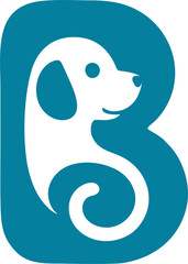 Vector Silhouette of Dog Logo on White Background