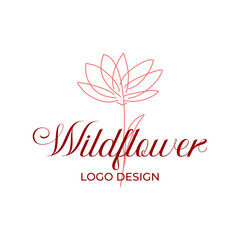 Elegant Wildflower Logo Design Featuring A Minimalist Line Art