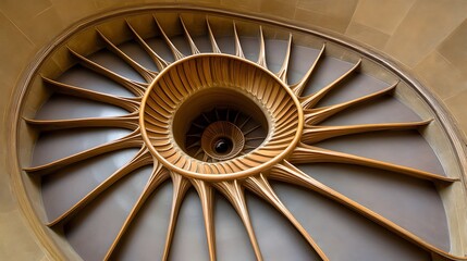 Architectural marvel with captivating spiral staircase wooden design
