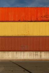 Stack of cargo containers at a shipyard
