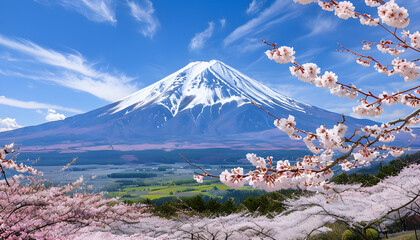 Sakura and mountain