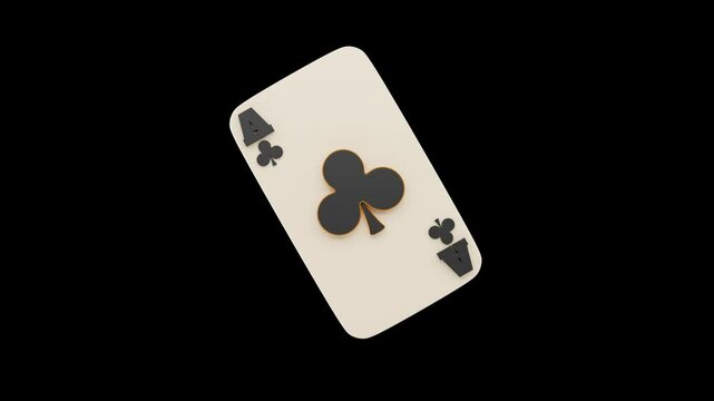 Club Playing Card with Transparent Background in 3D Animation