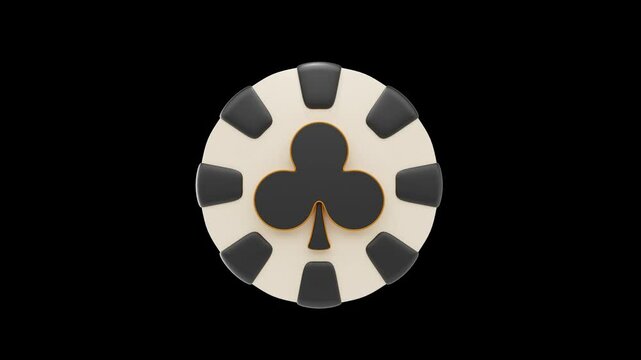 Casino Chip with Club Symbol and Transparent Background