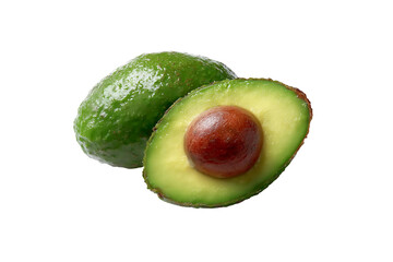 A fresh avocado cut in half, isolated
