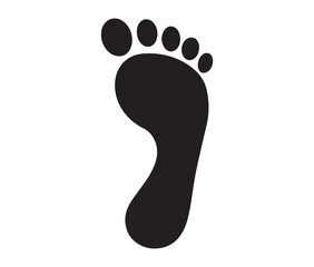 Silhouette human foot prints on white background. Minimalist human footprint icon.