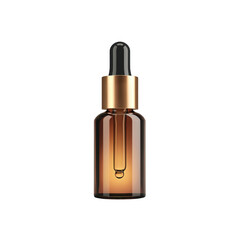 Amber Glass Dropper Bottle with Gold Cap - Cosmetic Packaging Mockup