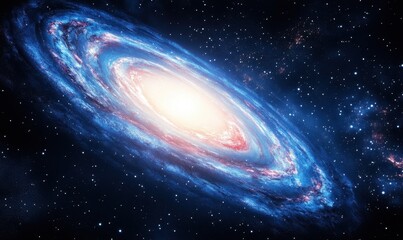 Spiral Galaxy, cosmic swirls, deep space, background stars, astronomy education