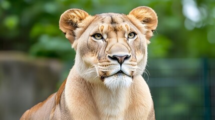 Obraz premium Regal lioness gazing intently into the distance