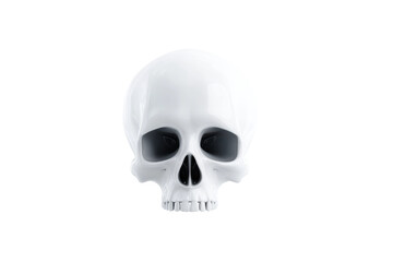White glossy skull design on black background, cut out