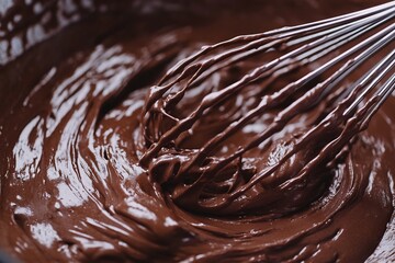 Close up of whisking batter a cake during baking and cooking Preparation texture