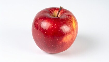 Isolated red apple on white background with full depth of field, ideal for food, health, or education use