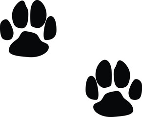 Dog paw print silhouette. Animal footprint in black color.