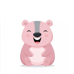 Naklejka premium Happy Pink Cartoon Hamster Illustration