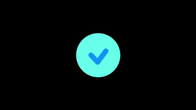 Blue Check Mark Icon on Black Background Symbolizing Success and Verification