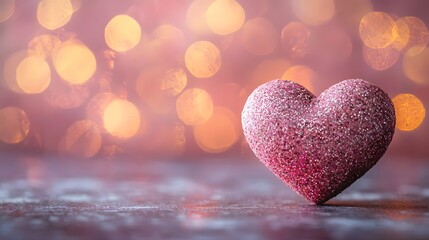 Sparkling pink heart against a dreamy bokeh background