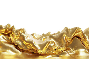 Luxurious golden silk waves against black background, cut out