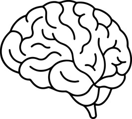 human brain outline line art illustration, coloring book page