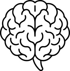 human brain outline line art illustration, coloring book page