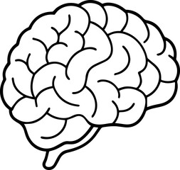 human brain outline line art illustration, coloring book page