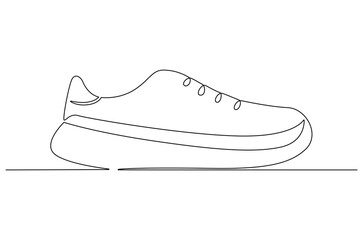 Continuous one line drawing of Sport shoes. Single line drawing illustration of Sneaker shoes. Men's and women's footwear concept vector art. Doodle line illustration.