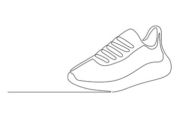 Continuous one line drawing of Sport shoes. Single line drawing illustration of Sneaker shoes. Men's and women's footwear concept vector art. Doodle line illustration.