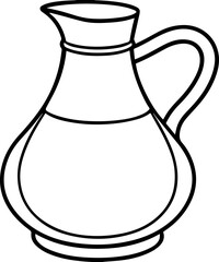 Jug outline line art illustration, coloring book page