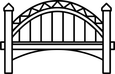 bridge outline line art illustration, coloring book page